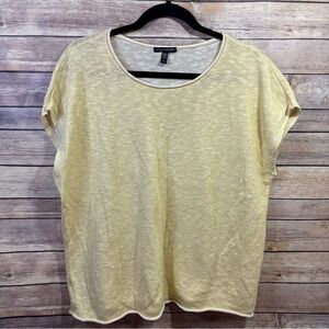 EILEEN FISHER Yellow Sleeveless Sweater Size Medium Linen Cotton Blend